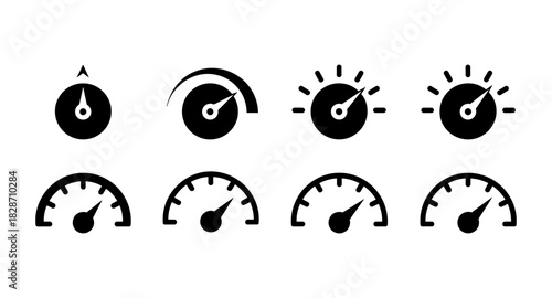 Minimalist gauge and speedometer icons set for user interface design