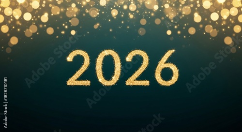 Golden 2026 New Year Festive Glittering Illustration for Celebratory Designs
