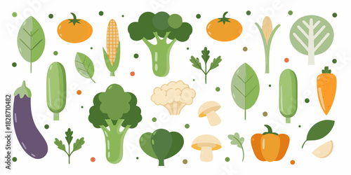 Flat lay vegetable collection healthy eating vegan vegetarian and fresh produce