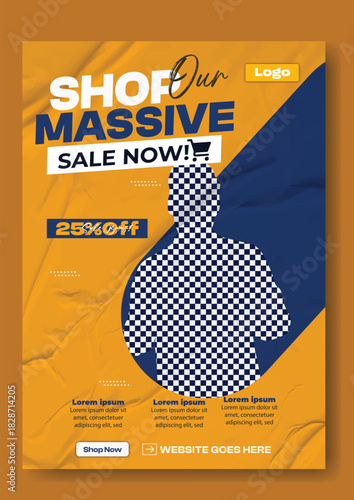 Exciting massive sale now on with attractive discounts and happy customer promoting fashion apparel