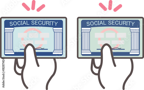 ソーシャルセキュリティーカードを差し出す手のイラスト