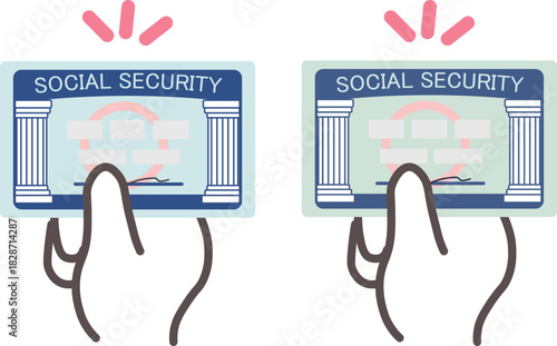 ソーシャルセキュリティーカードを差し出す手のイラスト