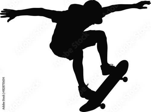 Skateboarder Jump Silhouette Vector