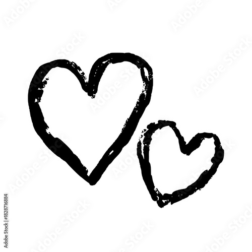 couple of heart doodle hand drawn line vector