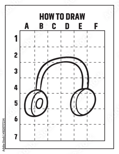 How to draw headphones step by step on grid paper