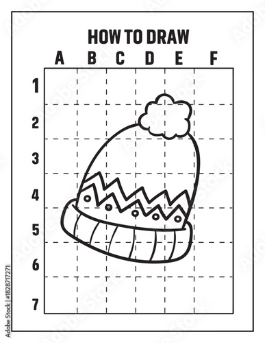 How to draw a knitted hat on a grid step by step