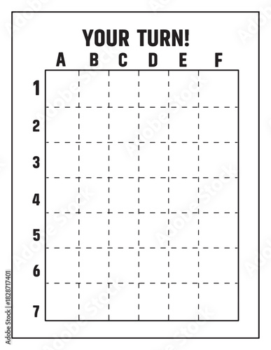 Blank battleship game grid ready for your turn