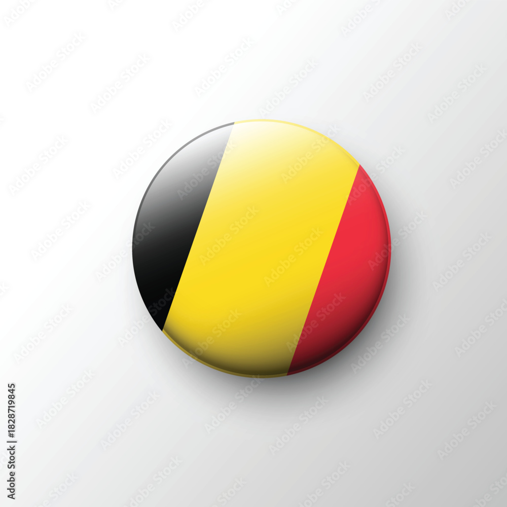 Fototapeta premium Glossy 3D Belgium flag button with black yellow red stripes