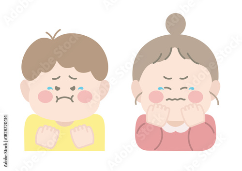 怒って泣いている男の子と女の子　ポーズ　表情
