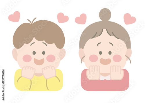 ときめいている男の子と女の子　ポーズ　表情