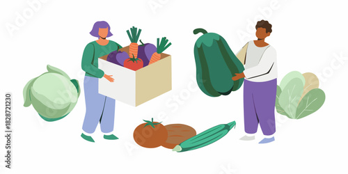 People holding freshly harvested vegetables promoting healthy eating and sustainable agriculture