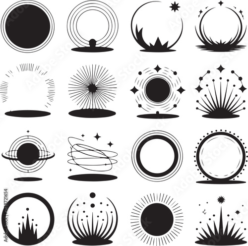 Collection of artistic circular icons for design concepts and creative ideas