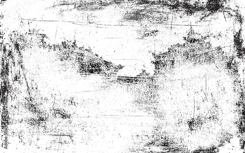 Distress or dirt and damage effect concept. Black and white grunge urban texture vector with copy space.