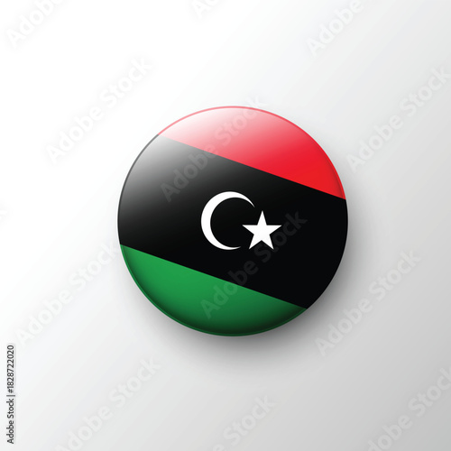 Free Download Glossy 3D Libya flag round emblem with crescent - GFXLoad