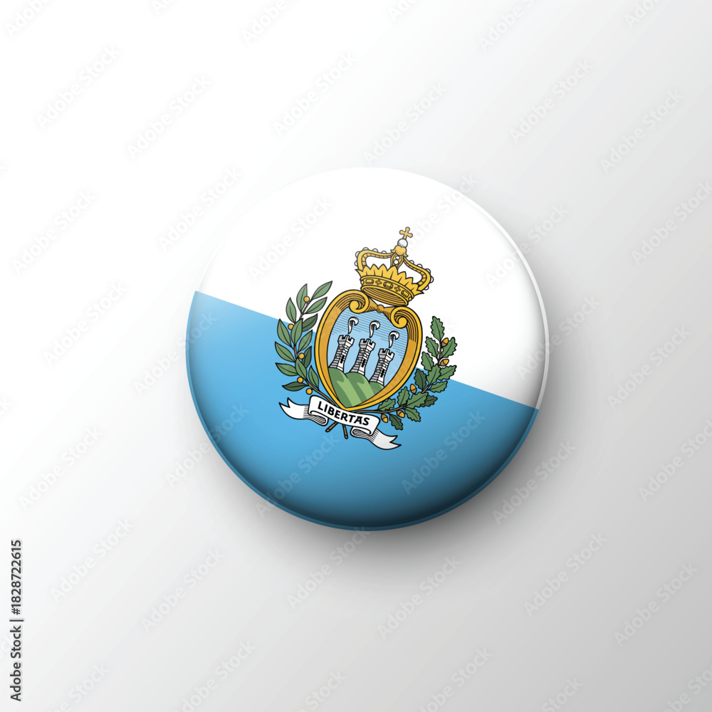 Fototapeta premium Glossy round icon of San Marino national flag