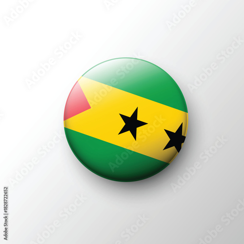Glossy round icon of São Tomé and Príncipe flag