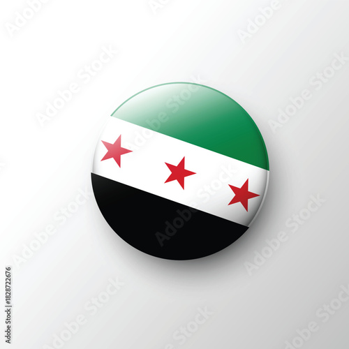 Free Download Glossy round icon of Syrian opposition independence flag - GFXLoad