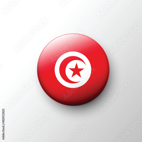 Glossy round icon of Tunisia national flag