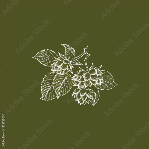 Abstract floral vector illustration with vintage summer flower, leaf, and branch pattern design for spring card or black decoration ornament