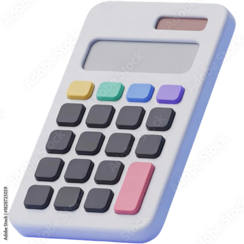 Clean 3d white calculator device for financial accounting math