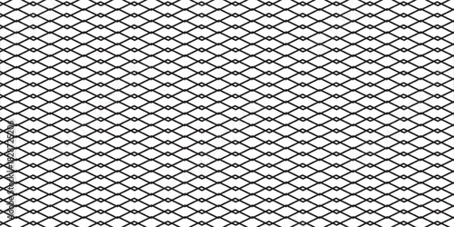 Steel wire chain link fence seamless pattern. Metal lattice with rhombus, diamond shape silhouette. Grid fence background.eps.10