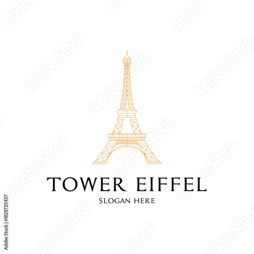 minimalist eiffel tower line art logo