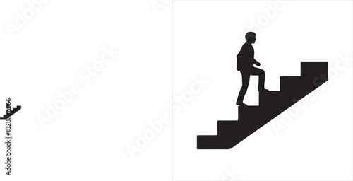 Walking up the stairs or staircase icon is represented by a silhouette and modern design. Walking up staircase or stairs icon silhouette and vector. Silhouette vector icon illustration of a person.