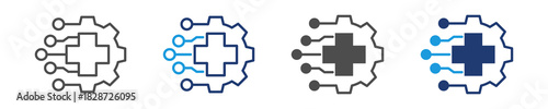 health digital transformation  icon set multiple style