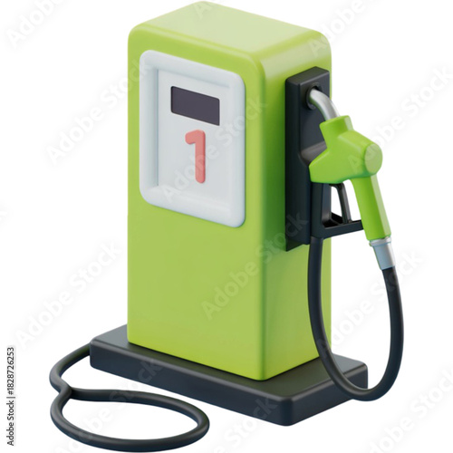 Green fuel pump 3d render, gas station, energy, oil, transport