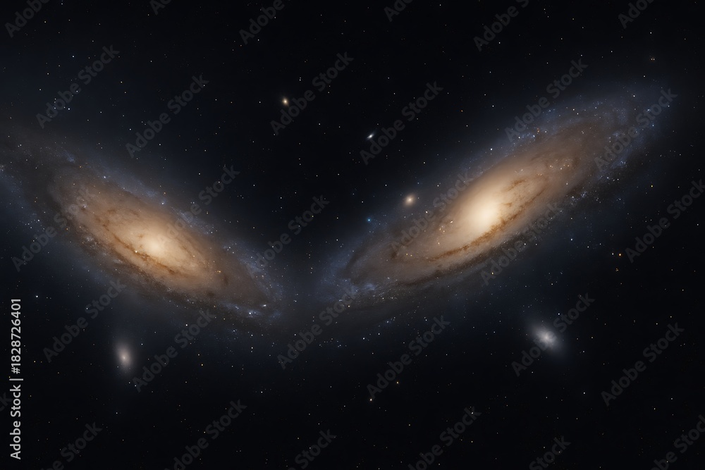Naklejka premium A wide-angle, artistic representation of the Local Group of galaxies. 