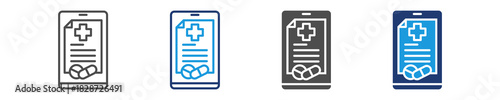 electronic prescriptions  icon set multiple style