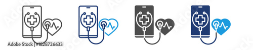 telecardiology  icon set multiple style