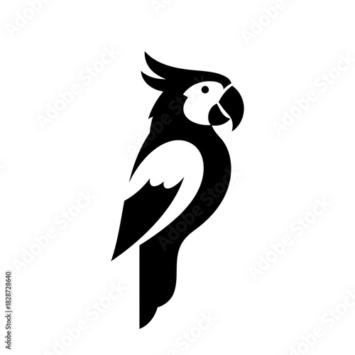 Stylized Black Parrot Icon Vector Graphic