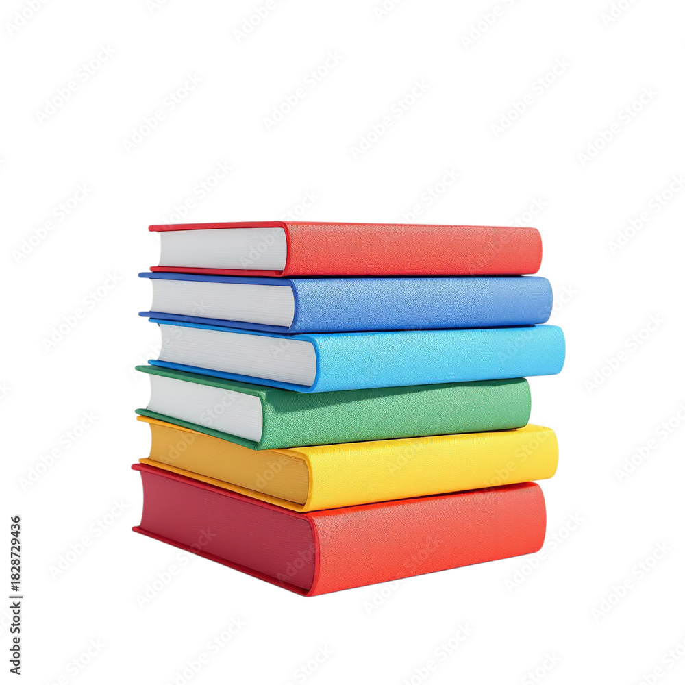 custom made wallpaper toronto digitalStack of six colorful hardcover books with white pages piled vertically isolated on transparent background for education concept