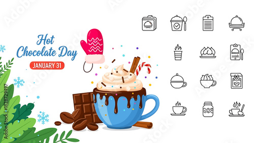 Hot chocolate day january 31 celebration with cozy winter theme