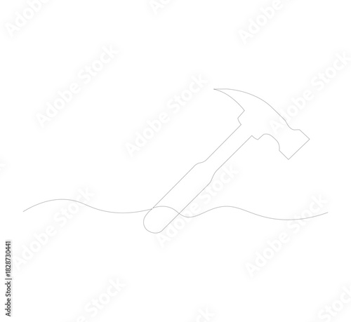 single continuous line image of a hammer. on a white background. Linear style. vector hammer for construction. vector illustration