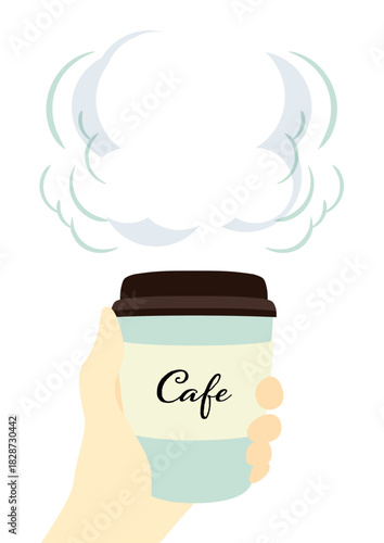 カフェ　コーヒー（ラテ）を持つ手