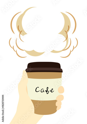 カフェ　コーヒー（ラテ）を持つ手