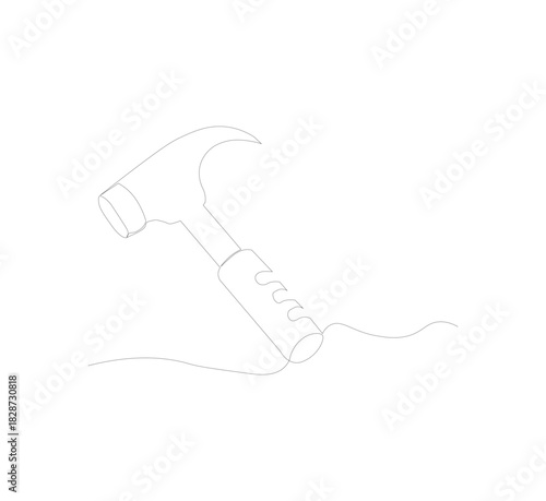 single continuous line image of a hammer. on a white background. Linear style. vector hammer for construction. vector illustration