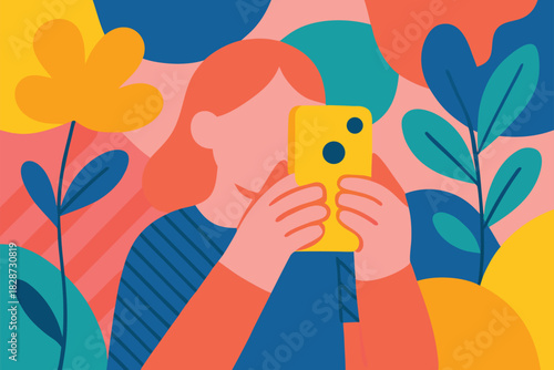 Illustrated characters enjoying outdoor photo