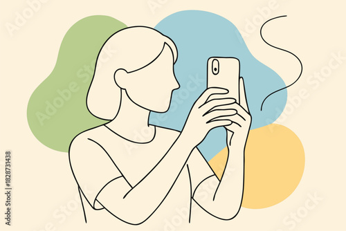 Line art of Nature scenes with cheerful selfies

 