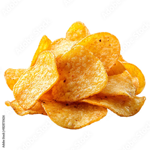 Golden crispy snack pile on transparent background