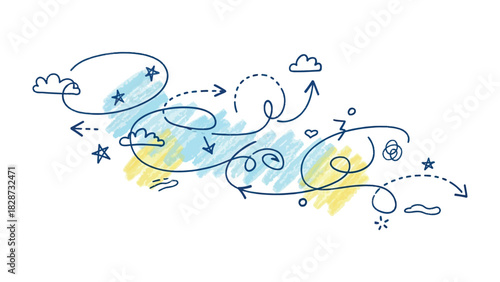 Abstract Flow: A dynamic abstract illustration, featuring swirling lines and arrows that symbolize the interconnectedness of concepts, ideas, or processes. 