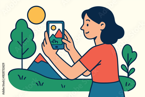  Two friends capturing nature moments Sunlit