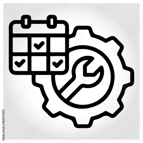 Scheduled maintenance, service, and task planning web icon. isolated on white background, Vector