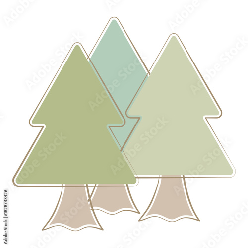 Simple cedar tree forest illustration in soft colors
