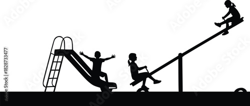 Children Playground Silhouette Illustration