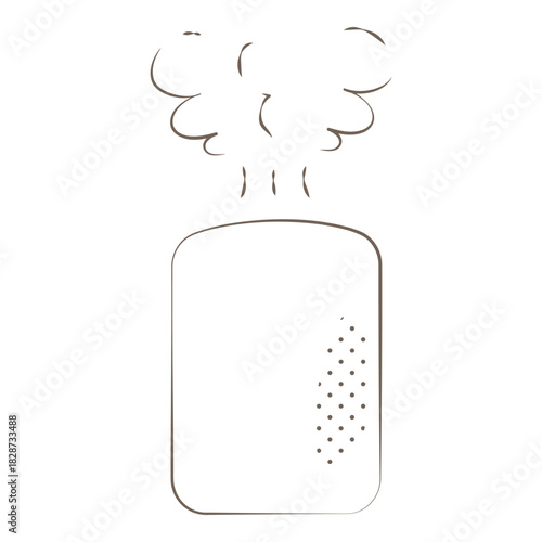 Monochrome line art humidifier releasing steam