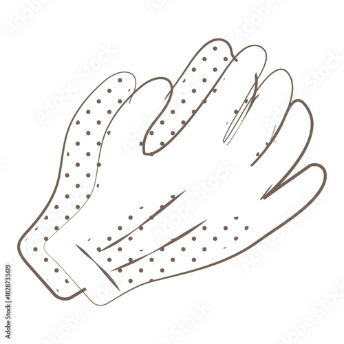 Brown Monochrome Line Illustration of Allergy and Cold Protection Gloves
