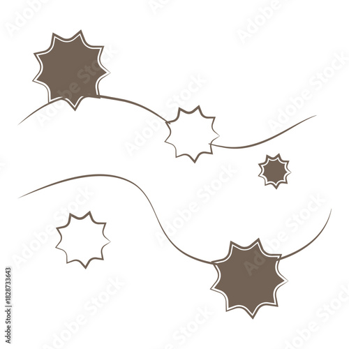 Brown Monochrome Line Illustration of Pollen Floating in Wind
